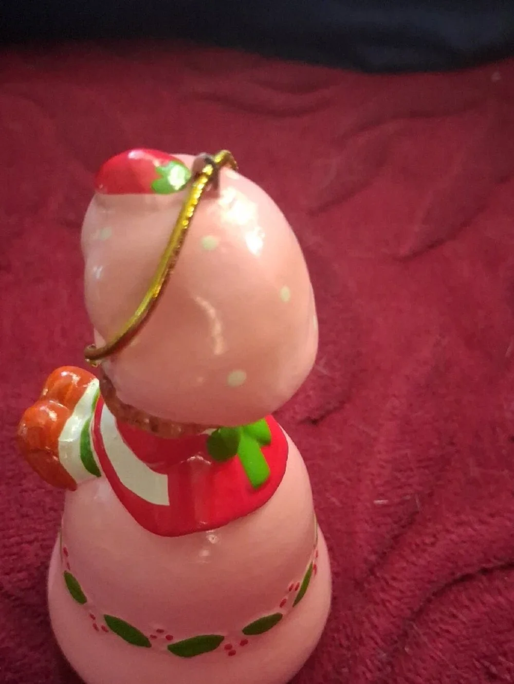 Pink Hand-Painted Strawberry shortcake Ornament - Festive Hanging Decoration